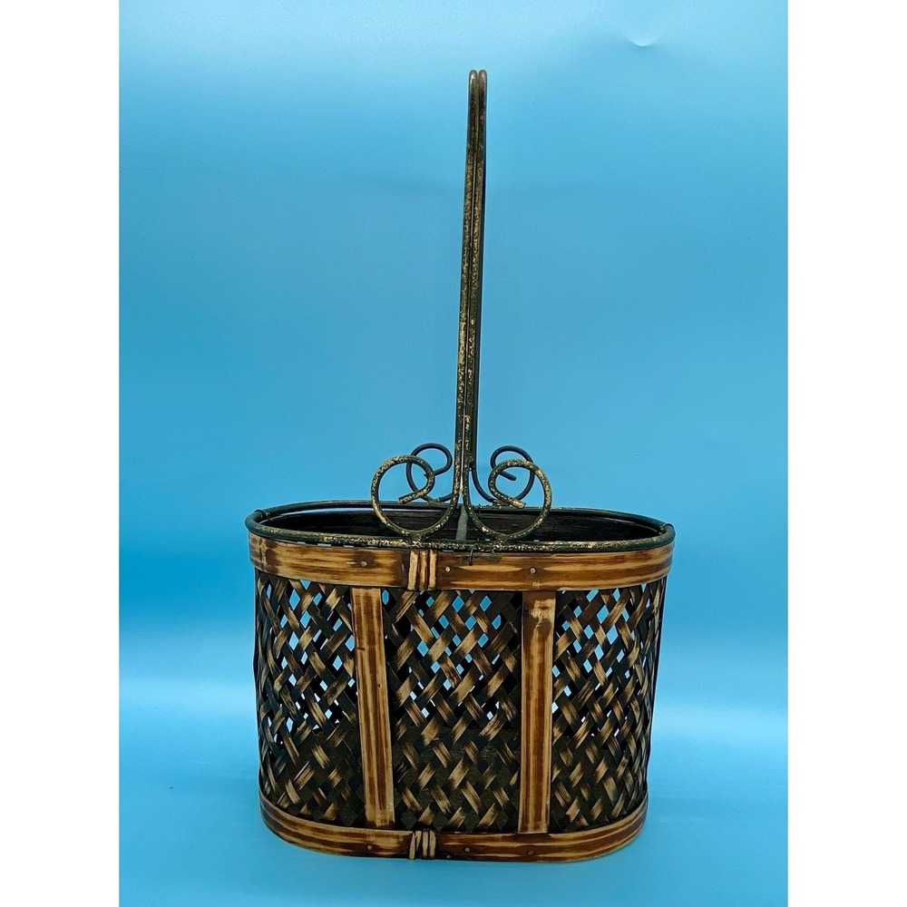 Wicker and Metal Double‎ Wine Bottle Holder basket